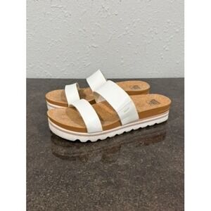 Reef Vista Hi Platform Sandals Womens 9 White Cork Two Strap Slides